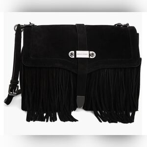 NWT Rebecca Minkoff black suede shoulder bag with fringe